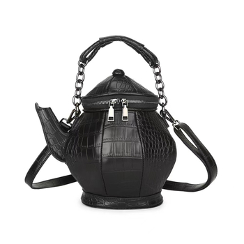 Τσάντα σε σχήμα τσαγιέρας, bucket bag, PU υλικό, κλείσιμο με φερμουάρ, εσωτερικά τσεπάκια για κινητό και για την κάρτα, μονό ιμάντα