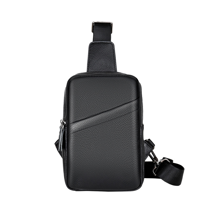 Мъжка кожена раменна чанта от естествена кожа, горен слой телешка кожа, водоустойчива и износоустойчива, еднотонна с полиестерна подплата