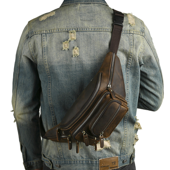 Ανδρική τσάντα θώρακα 379, γνήσιο δέρμα βοδινού, αντι-κλοπή, επένδυση πολυεστέρα-βαμβάκι, κατάλληλη για ελεύθερα ταξίδια