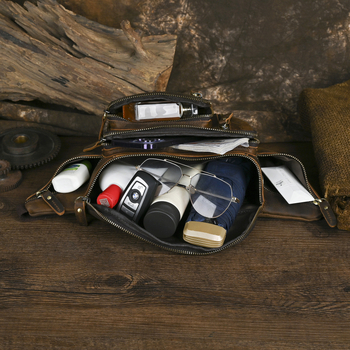 Ανδρική τσάντα θώρακα 379, γνήσιο δέρμα βοδινού, αντι-κλοπή, επένδυση πολυεστέρα-βαμβάκι, κατάλληλη για ελεύθερα ταξίδια