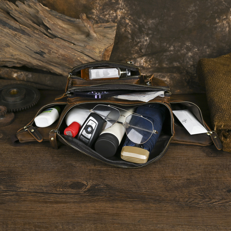 Ανδρική τσάντα θώρακα 379, γνήσιο δέρμα βοδινού, αντι-κλοπή, επένδυση πολυεστέρα-βαμβάκι, κατάλληλη για ελεύθερα ταξίδια