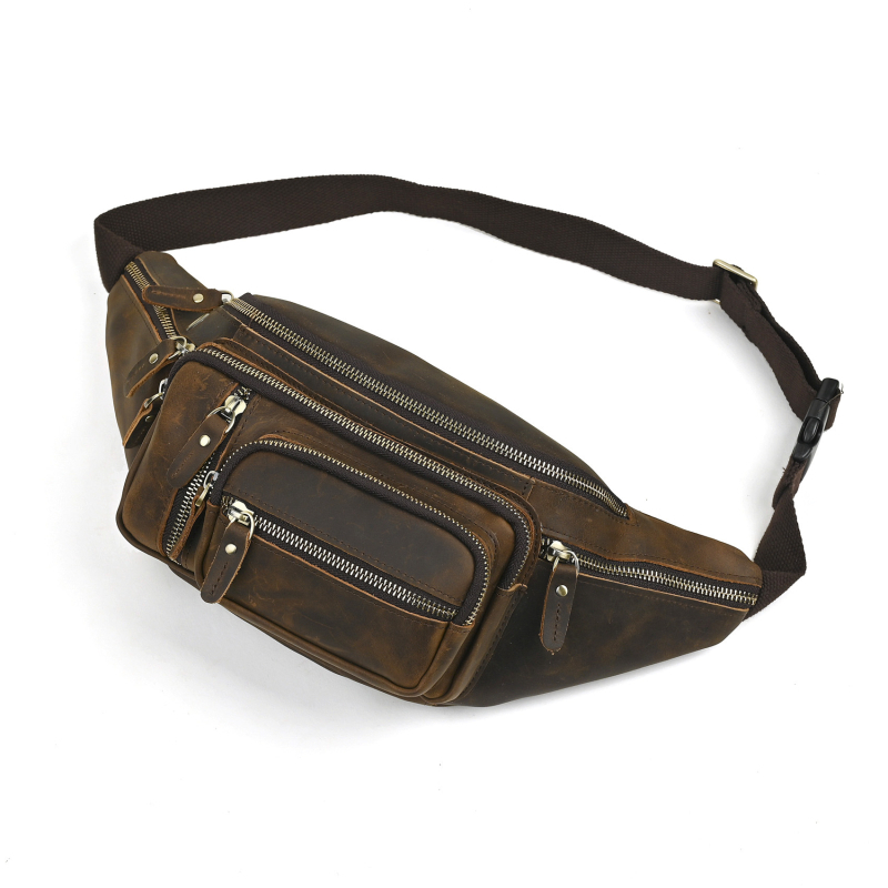 Vyrų krūtinės krepšys 379, iš natūralios karvės odos, anti-theft dizainas, poliesterio-pamuko vidinis pamušalas, tinkamas laisvalaikio kelionėms