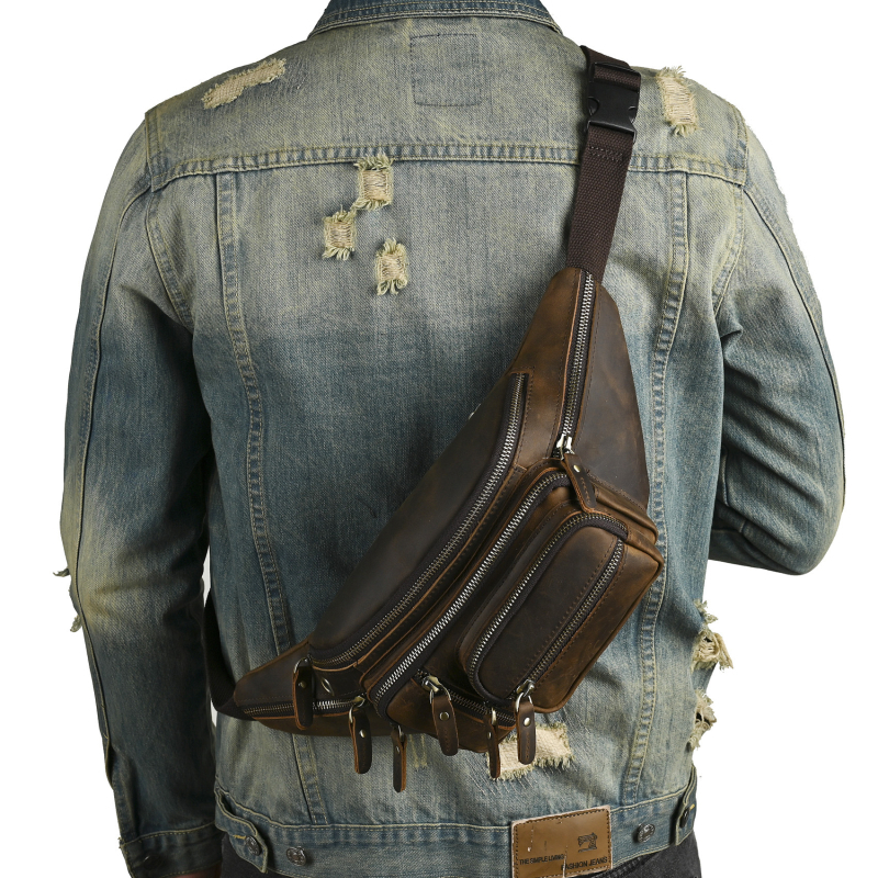 Ανδρική τσάντα θώρακα 379, γνήσιο δέρμα βοδινού, αντι-κλοπή, επένδυση πολυεστέρα-βαμβάκι, κατάλληλη για ελεύθερα ταξίδια