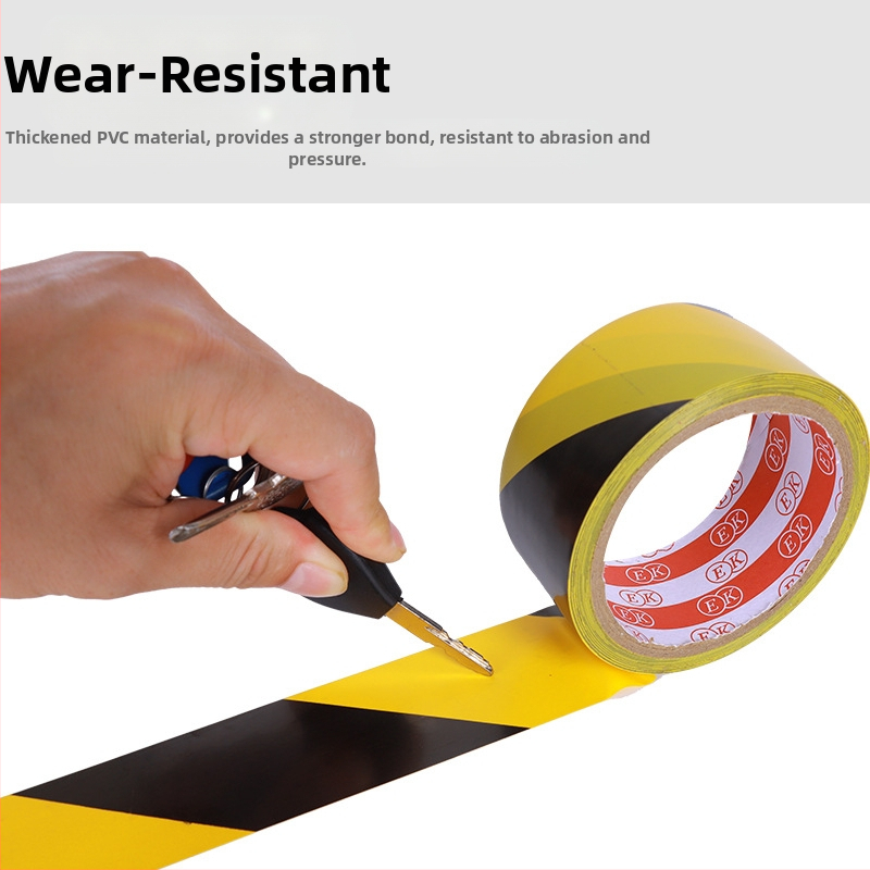 Žlto-čierna varovná páska na označovanie podláh, Hongjie, PPE materiál, hrúbka 0,13 mm, vhodná pre schody, chodby, označenie parkovacích miest a dielní