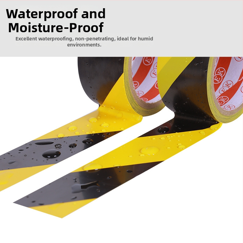 Žlto-čierna varovná páska na označovanie podláh, Hongjie, PPE materiál, hrúbka 0,13 mm, vhodná pre schody, chodby, označenie parkovacích miest a dielní
