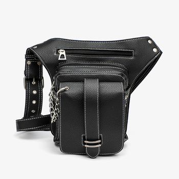 Unisex τσάντα μέσης με κορδόνι, θήκη για κινητό, PU δέρμα, πολυεστερική επένδυση, στυλ Y2K Steampunk, τρισδιάστατος σχεδιασμός, άνοιξη 2018