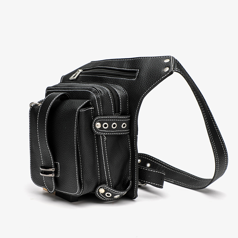 Unisex τσάντα μέσης με κορδόνι, θήκη για κινητό, PU δέρμα, πολυεστερική επένδυση, στυλ Y2K Steampunk, τρισδιάστατος σχεδιασμός, άνοιξη 2018