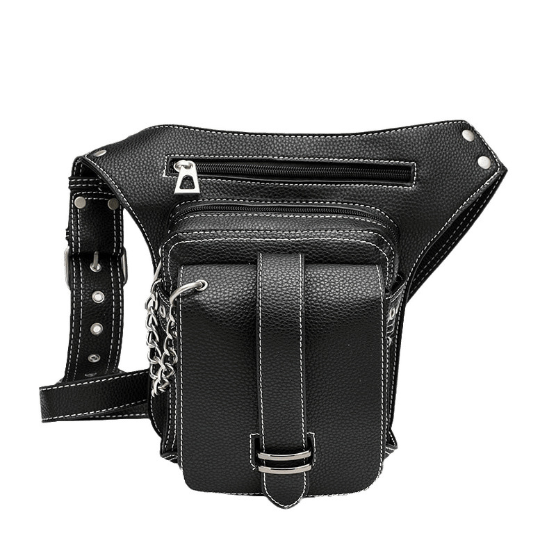 Unisex τσάντα μέσης με κορδόνι, θήκη για κινητό, PU δέρμα, πολυεστερική επένδυση, στυλ Y2K Steampunk, τρισδιάστατος σχεδιασμός, άνοιξη 2018