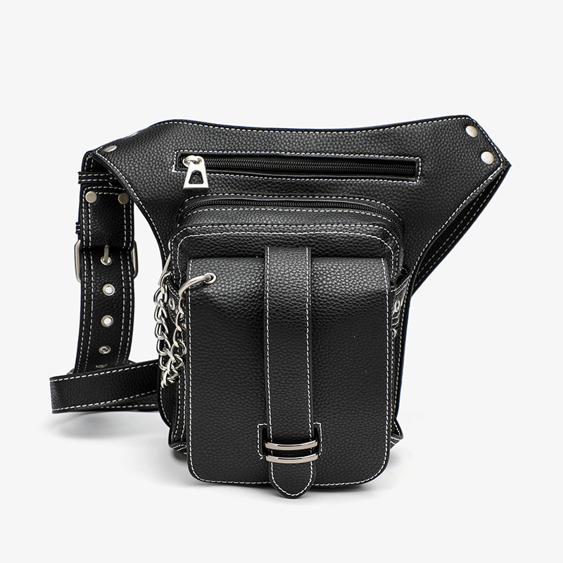 Unisex τσάντα μέσης με κορδόνι, θήκη για κινητό, PU δέρμα, πολυεστερική επένδυση, στυλ Y2K Steampunk, τρισδιάστατος σχεδιασμός, άνοιξη 2018