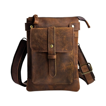 Мъжка чанта за талия от ретро Crazy Horse кожа, естествена кожа, водоустойчива, подплата полиестер