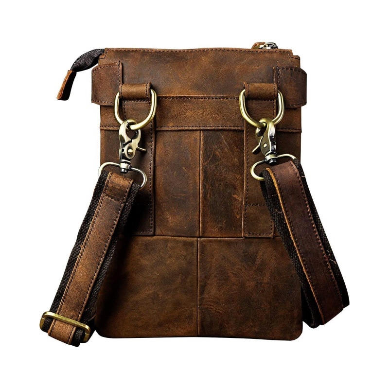 Мъжка чанта за талия от ретро Crazy Horse кожа, естествена кожа, водоустойчива, подплата полиестер