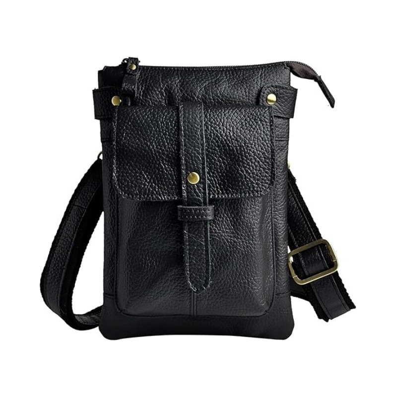 Мъжка чанта за талия от ретро Crazy Horse кожа, естествена кожа, водоустойчива, подплата полиестер