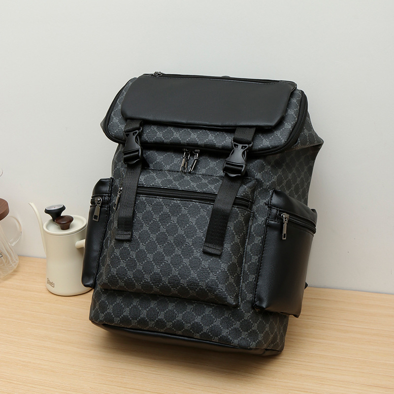Unisex PU σακίδιο με καρό μοτίβο, κάτω από 20 L, χωράει 10 ιντσών φορητό υπολογιστή
