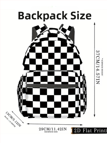 Unisex Νεανικό Πανεπιστημιακό Σακίδιο – Μεγάλη χωρητικότητα, Καρό σχέδιο, Πολυεστερικός ιστός, Καμπύλες ιμάνες ώμων, Σχεδιασμός φιλικός προς την αποθήκευση (πολυεστερικός ιστός, Καρό σχέδιο, Μεγάλη χωρητικότητα, Καμπύλες ιμάνες, Φιλικός προς την αποθήκευση