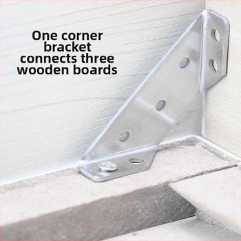 Nerđajući čelični kutni nosač za ormariće, trostruki 90° fiksni, model 020, za namještaj i police, moderni minimalistički stil