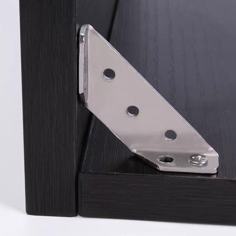 Nerđajući čelični kutni nosač za ormariće, trostruki 90° fiksni, model 020, za namještaj i police, moderni minimalistički stil