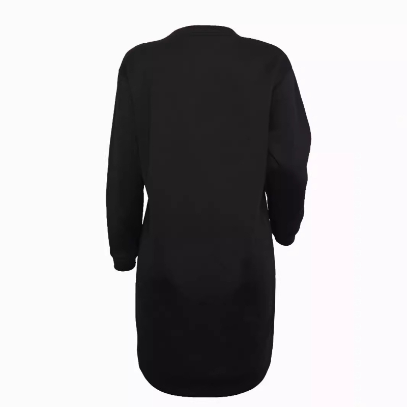 Rochie-sweatshirt din poliester, căptușeală fleece, lungime scurtă, guler rotund, mâneci lungi, stil casual japonez-coreean (Iarna 2024)