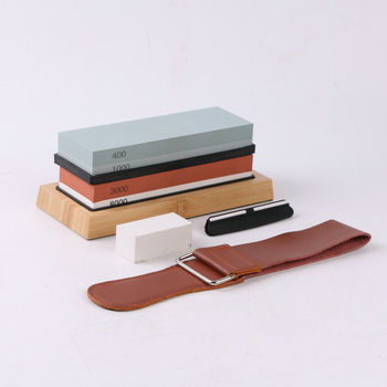 Точилен камък за кухненски ножове, двустранен, 400/1000 и 3000/8000, с бамбукова основа