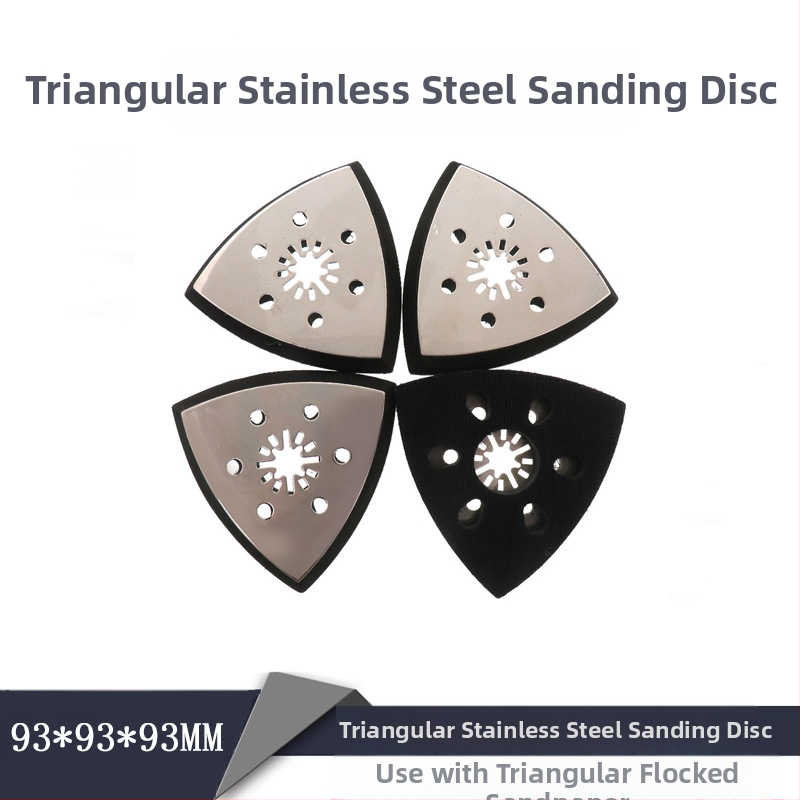 Trikampis nerūdijančio plieno šlifavimo diskas su 6 skylėmis ir centrine anga su dantimis