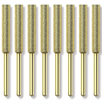 Diamantinė elektrinė pjūklų šlifuoklis, modelis RTF-2106, cilindrinė šlifuoklio galvutė, medžiaga Chrome Corundum/Emery, abrazyvas 120, išorinis skersmuo 4/4.5/5.5 mm