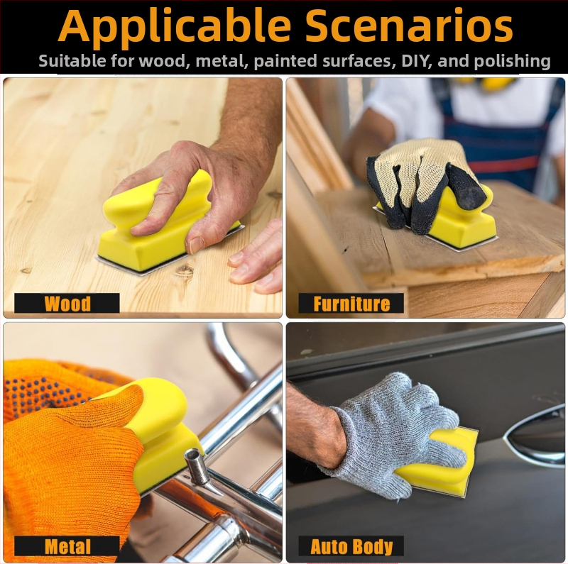 Комплект ръчен шлайф за дърво, 16 части, диск за шлайфане с извита канавка, PU пяна, държач за ръка