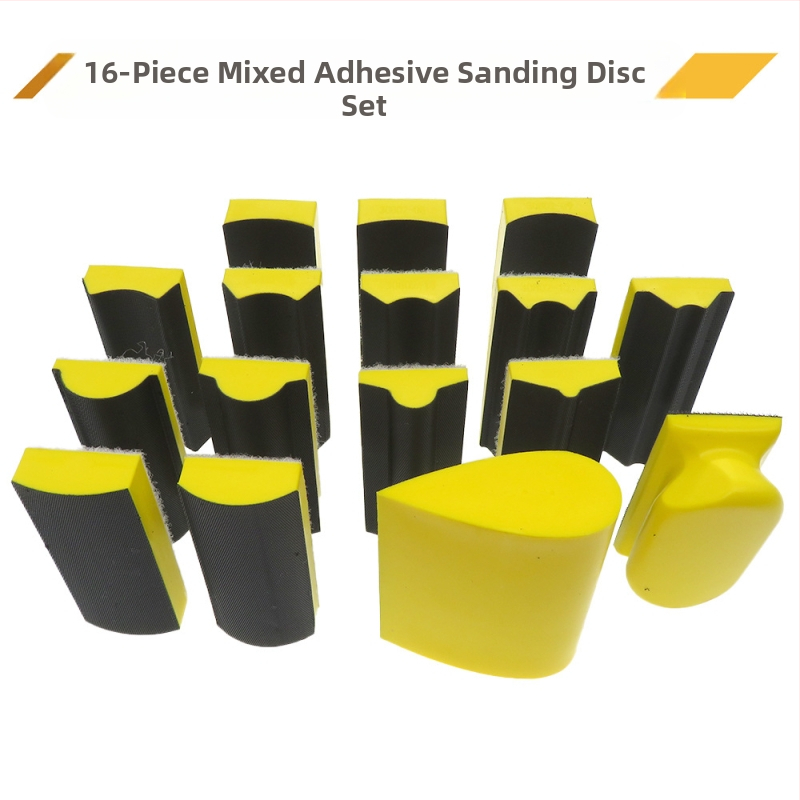 Medienos apdirbimo rankinių šlifuoklių diskų rinkinys, 16 dalių, išlenktas griovelis, PU puta, rankos atrama