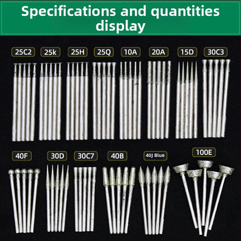 Jado karpymo įrankių rinkinys su deimantinėmis galvutėmis | Prekės ženklas Ming Hao; Modelis: Carving needle suit; Medžiaga: Deimantas; Pritaikymas: Nefrito karpymas