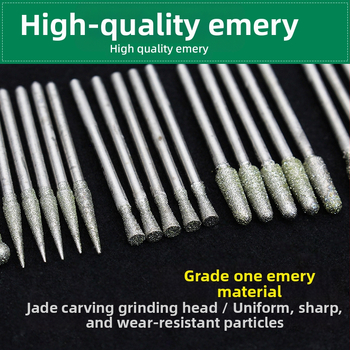 Jado karpymo įrankių rinkinys su deimantinėmis galvutėmis | Prekės ženklas Ming Hao; Modelis: Carving needle suit; Medžiaga: Deimantas; Pritaikymas: Nefrito karpymas