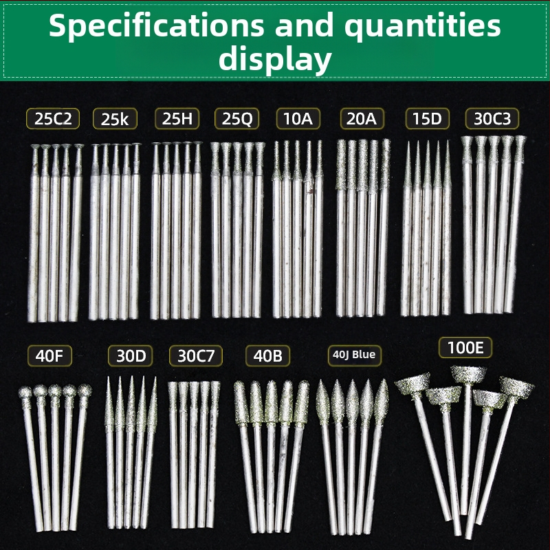 Комплект за нефритова резба с диамантени шлаиф-глави | Марка Ming Hao; Модел: Carving needle suit; Материал: Диамант; Област: Нефритова резба