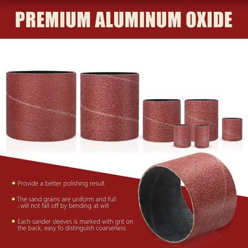37 dalių šlifavimo žiedų ir volų komplektas medienos apdirbimui — aliuminio oksido šlifavimo galvutės ir poliravimo ratukai