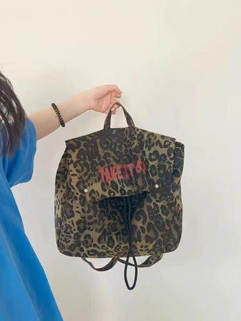 Σακίδιο PU με λεοπάρ μοτίβο για ταξίδια, unisex, μεγάλης χωρητικότητας