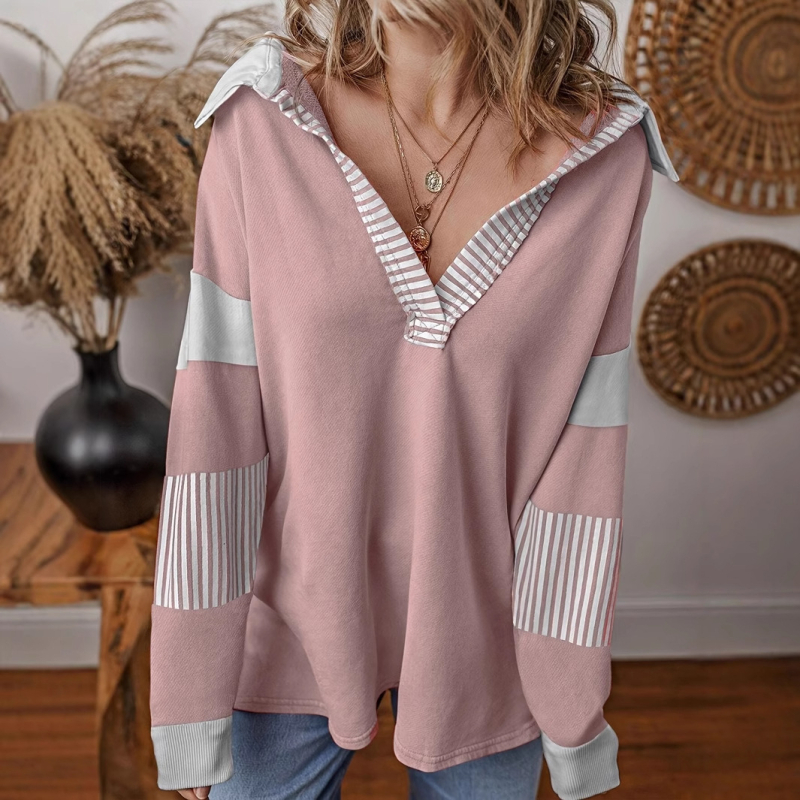 Slim fit megztas T-kreklis su V kaklu, ilgomis rankovėmis, vienos spalvos, poliesterio su spandekso mišiniu