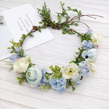 Bandă pentru păr cu design floral, material textil, stil feminin, ambalaj individual, potrivită pentru nuntă și amintiri de călătorie.