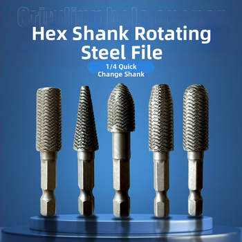 Medžio darbams skirtas pasukamų failų rinkinys su šešiakampiu rankena, anglies plienas, Hongtai 00000, 5 vnt.