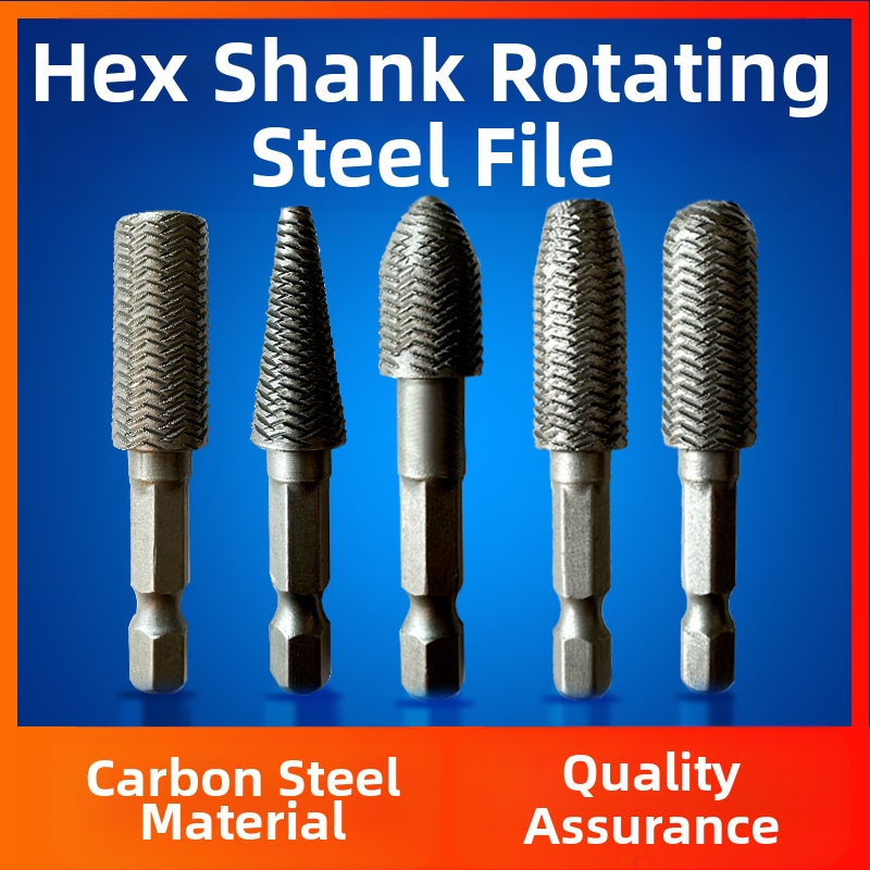 Medžio darbams skirtas pasukamų failų rinkinys su šešiakampiu rankena, anglies plienas, Hongtai 00000, 5 vnt.