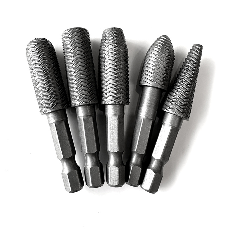 Medžio darbams skirtas pasukamų failų rinkinys su šešiakampiu rankena, anglies plienas, Hongtai 00000, 5 vnt.