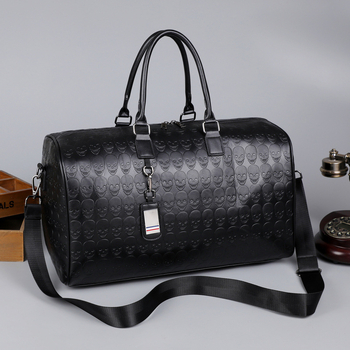 Τσάντα ταξιδιού από PU με ανάγλυφο κρανίο – αδιάβροχη, κατάλληλη για άνδρες και γυναίκες, χωρητικότητα 20–35 L