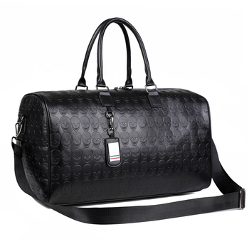 Τσάντα ταξιδιού από PU με ανάγλυφο κρανίο – αδιάβροχη, κατάλληλη για άνδρες και γυναίκες, χωρητικότητα 20–35 L