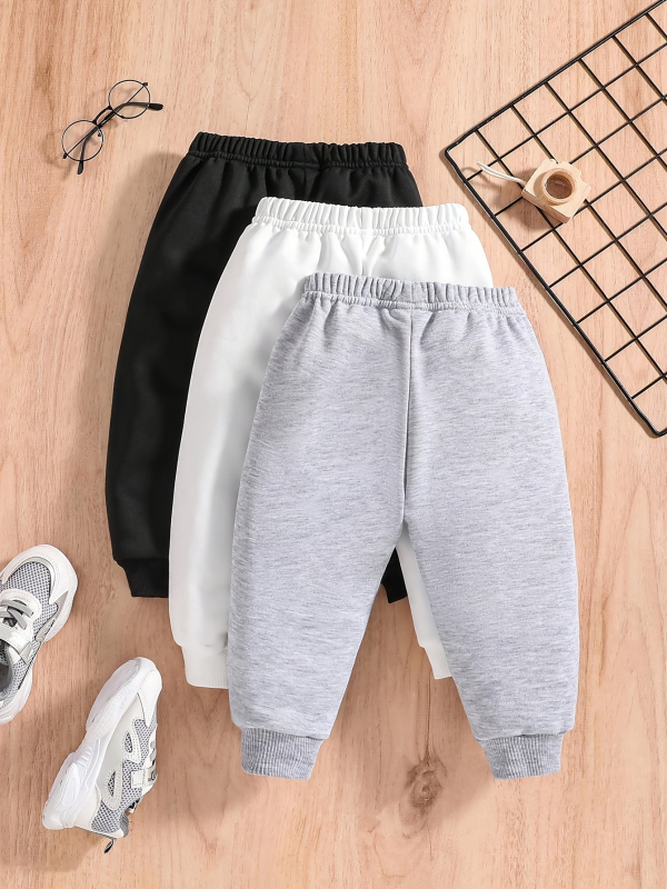 TEMUSHEIN Dječje casual sportske hlače s elastičnim pojasom, pleteni materijal, set od tri komada