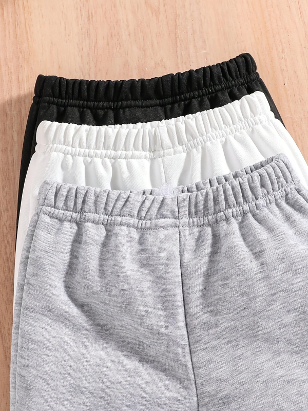TEMUSHEIN Dječje casual sportske hlače s elastičnim pojasom, pleteni materijal, set od tri komada