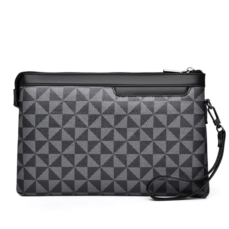 Pánsky clutch – PU, geometrický vzor, priedušný, Polyesterová podšívka, štýl Business Elite