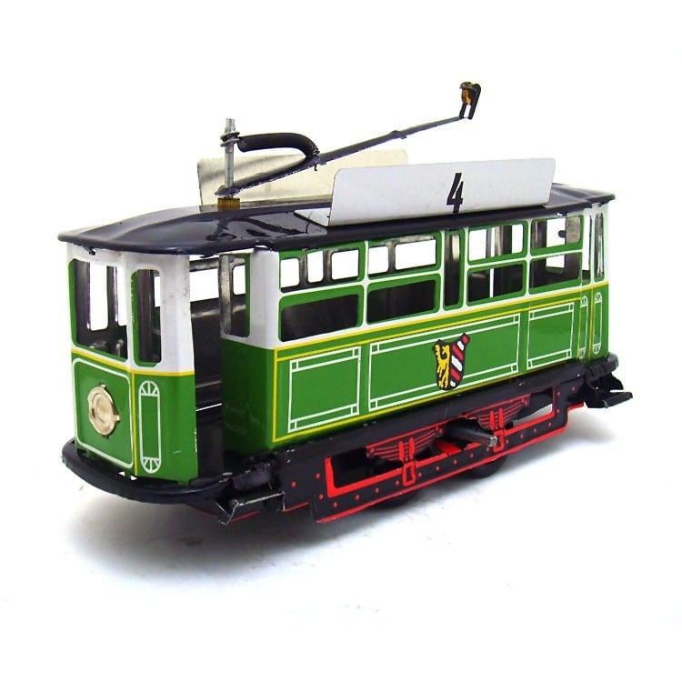 Ms638 Paya tramvaj – vintage rekvizit za fotografiju, limeni model od tin-plata; šifra proizvoda Ms638; pogodno za krajolise, gradske trgove, ured i hotel; pakiranje karton