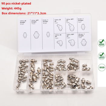 QP93 Σετ νικελιωμένων ακροφυσίων λίπανσης, 90 τεμάχια, χειροκίνητο