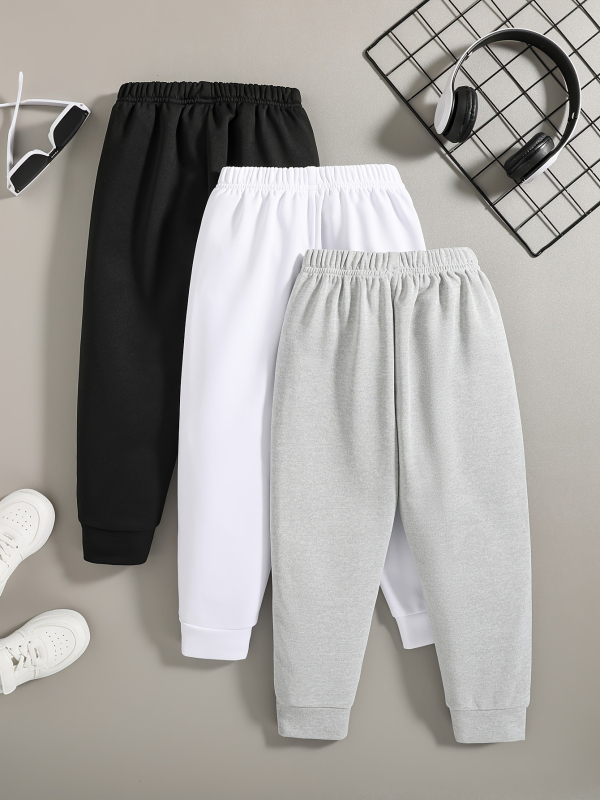 3-os komplekt lastele mõeldud igapäevaste kootud sportlike pükste komplekt, elastne vöö, 95% polüester, vanus 3–8 a.