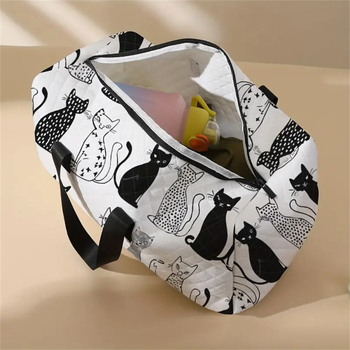 Τσάντα ταξιδιού με θήκη για παπούτσια, εκτύπωση με γατάκια, πολυεστέρας, αναπνεύσιμη, εξαιρετικά ελαφριά και επεκτάσιμη