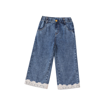 Παιδικοί παντελόνες τζιν για κορίτσια, ψηλόμεσα, ηλικίες 3–8 ετών, Άνοιξη 2025