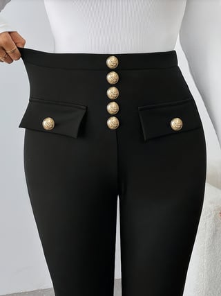 Ženske joga hlače - visok pojas, bootcut kroj, mikroelastične, tanko poliester platno (95%+ poliester)