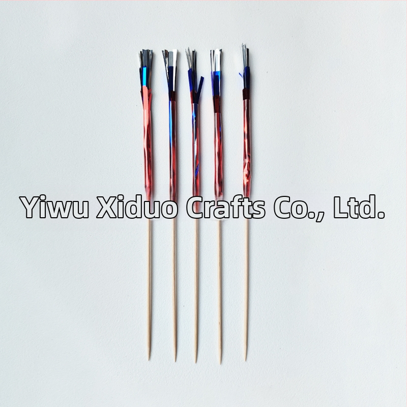 Urban party Еднократни трицветни фойерверк шишчета за плодове и торти, дървени, 100 бр., романтичен стил