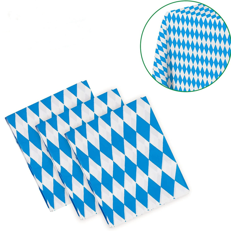 Vienkartinė staltiesė su šachmatų raštu, Oktoberfest vakarėlio tema – PE plastikas, stačiakampė