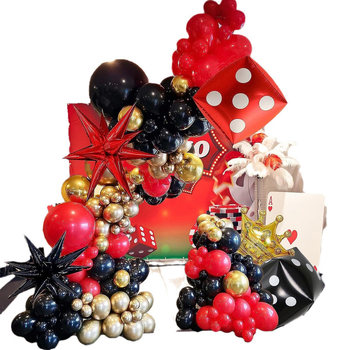 Balionų arkos komplektas - pokerio kauliukų stilius, latekso dekoratyviniai apvalūs balionai, be logotipo